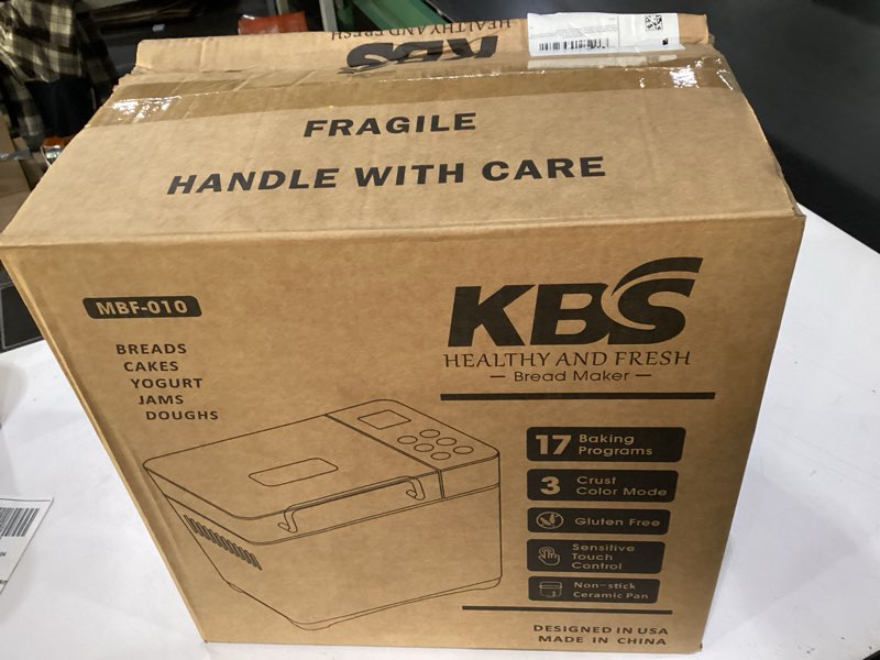 Condition photo showing Good Condition for KBS Pro 710W Bread Maker, 2LB 17-in-1 Automatic Bread Machine with Healthy Ceramic Pan, Nut Dispenser, Tempered Glass Touch Panel, Stainless Steel Housing,3 Crust Colors, 15H Timer&Keep-Warm, Recipe