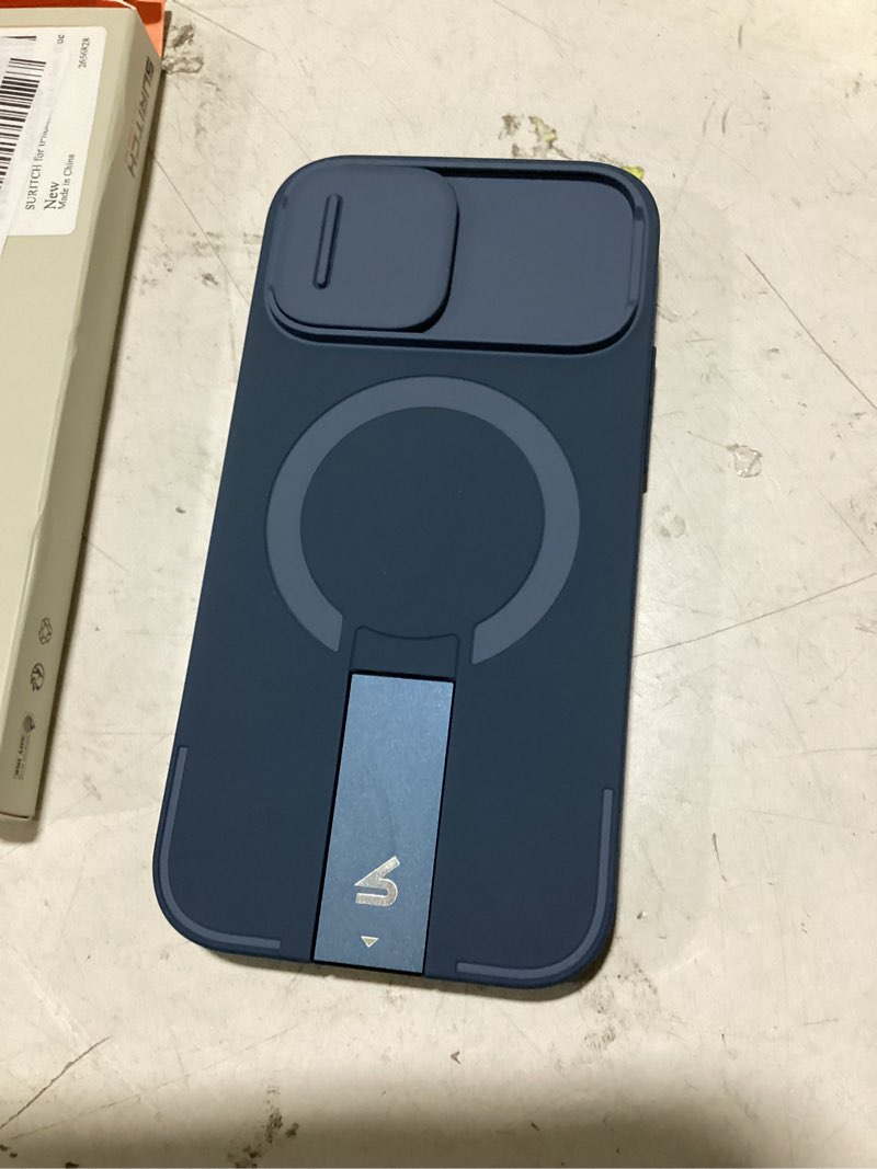 Condition photo showing Good Condition for suritch for iphone 12/12 pro case with magnetic camera slide cover and adjustable kickstand, compatible with magsafe, shockproof bumper case slim protective cover for iphone 12/12 pro 6.1 inch, blue iphone 12/12 pro-6.1" blue