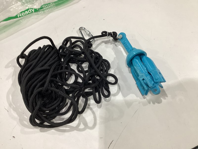 Condition photo showing As Is for kayak anchor kit, 1.5/3.5 lb compact folding grapnel anchor for kayaks, canoes, sups, jet skis, small boats - lightweight portable marine boat anchor with rust-resistant design blue 1.5lbs