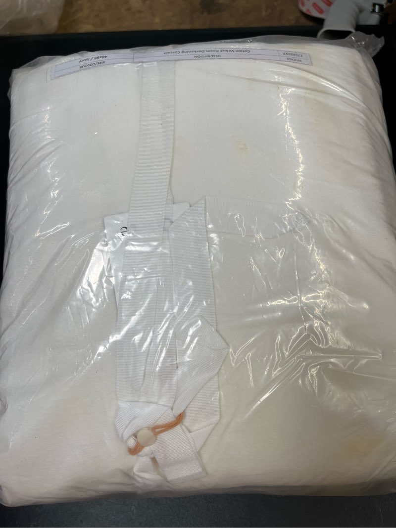 Condition photo showing Good Condition for cotton velvet room darkening curtain, 48x96, ivory