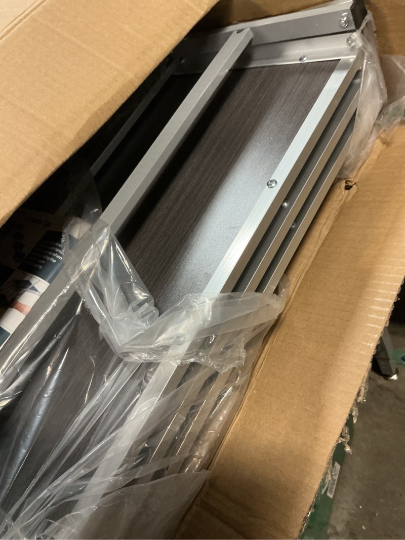 Condition photo showing As Is for extra wide dog stairs for large dogs, foldable dog ramp for car with non slip surface, portable pet steps for cars, suv, high beds, trucks, supports up to 200 lbs (for the trunk of the car only) extra wide-4 steps with iron bars