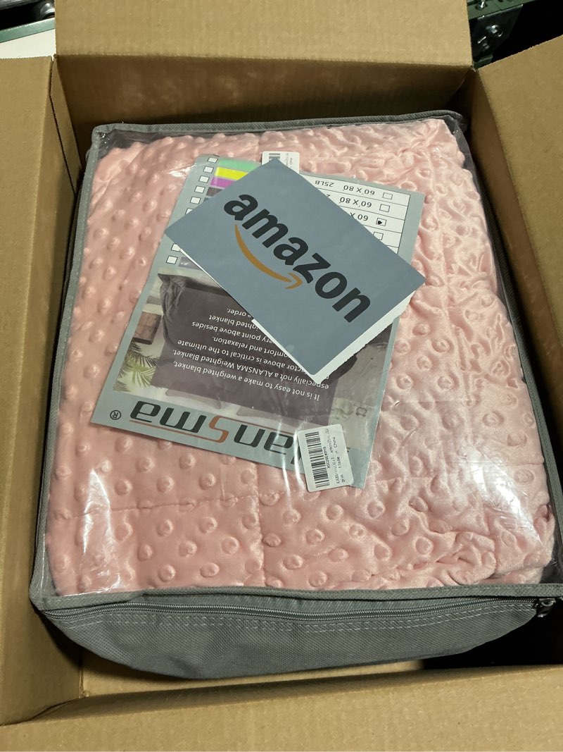 Condition photo showing Good Condition for ALANSMA Reversible Weighted Blanket for All Season, Luxury Velvet, Warm and Cool, Adult Kids 15Lb Weighted Blanket, Enjoy Sleeping Anywhere(Pink,60"x80" 15lbs) Pink 60''x80'' 15lbs