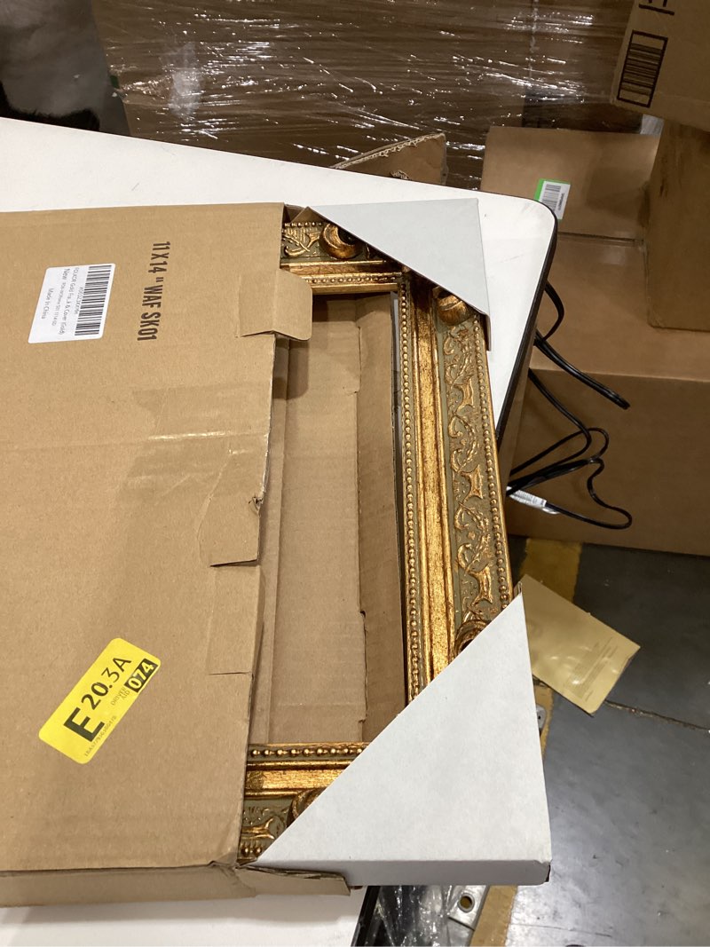 Condition photo showing Good Condition for Gold Frame for 11x14 Canvas Painting, 1.8” Wide Solid Wood Vintage Frame for Stretched Canvas Prints Artwork, Living Room Wall Decor for Home Office Gallery, No Back & Cover (Gold) 11x14" Gold