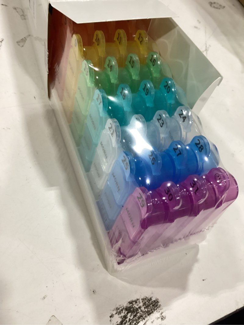 Condition photo showing New/Like New for daviky monthly pill organizer 3 times a day, 30 day pill organizer with small pill box, one month medicine organizer, 31 day pill case pill container to hold vitamin, supplement and medication