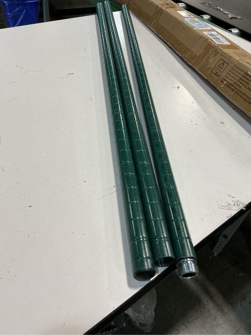 Condition photo showing Good Condition for commercial epoxy green coated wire shelf 1’’ diameter shelving poles 54"