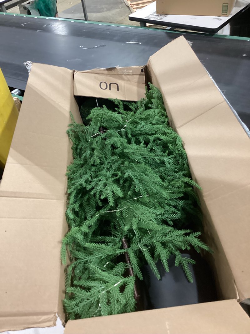 Condition photo showing As Is for 4FT Pre-Lit Artificial Norfolk Pine Christmas Tree – Realistic Potted Tree with 100 LED Lights & 8-Function Battery Box, Pre-Assembled Faux Holiday Décor for Indoor Use (2)