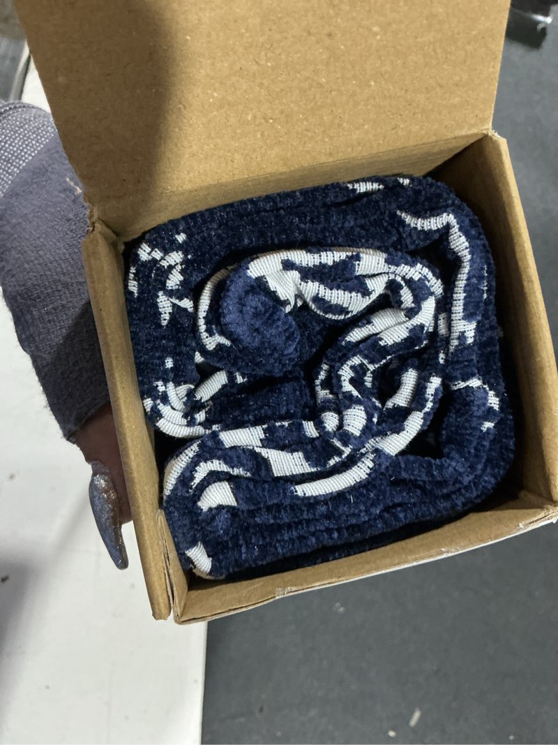 Condition photo showing Good Condition for set of 2 vintage decorative floral pillow covers boho farmhouse chenille cushion covers for sofa couch living room home decor 20x20 inch navy blue navy blue 20" x 20" (pack of 2)