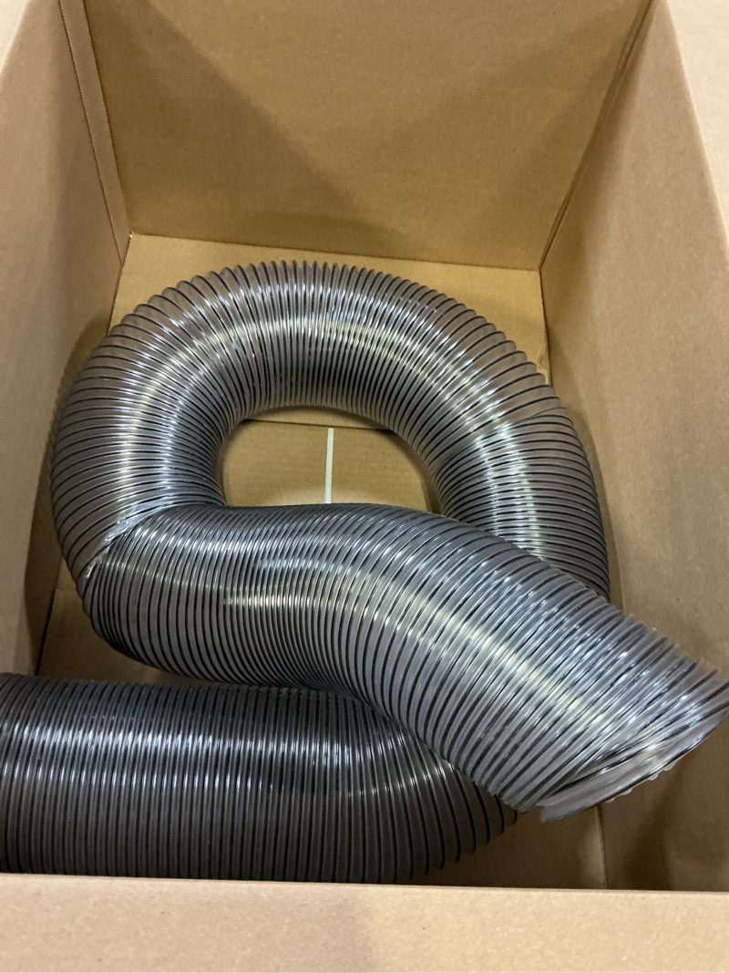 Condition photo showing As Is for PVC Dust Collection Hose 4" x 20', Puncture Resistant Clear PVC Dust Collection Hose for dust collection systems