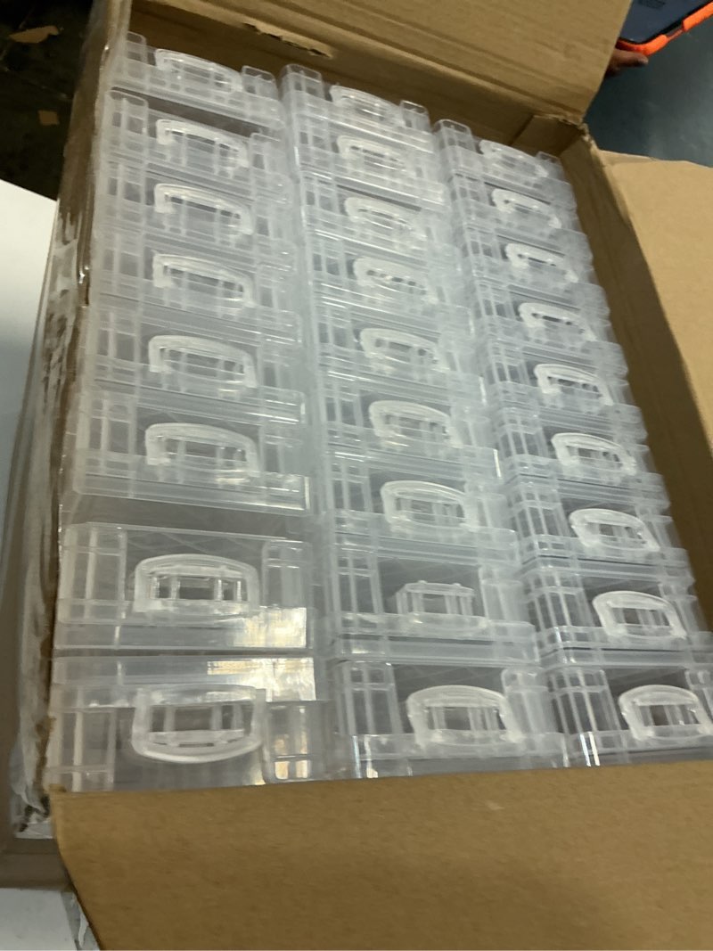 Condition photo showing Good Condition for suzile 80 pcs plastic crayon box with lid clear crayon organizer stackable storage containers bulk pastel holder case for office school classroom supplies pen pencil art crafts