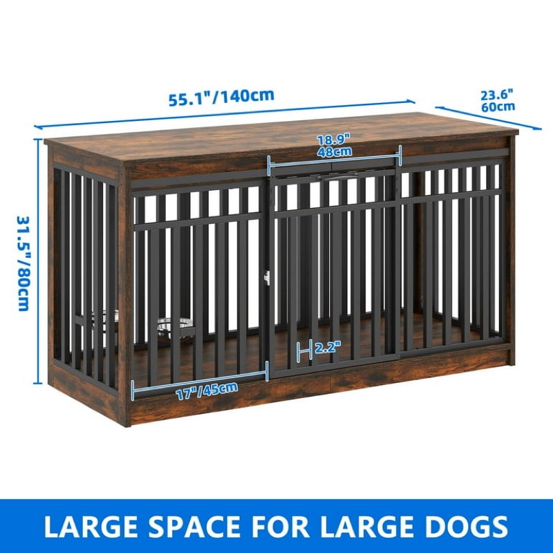 Dextrus Dog Crate Furniture with Sliding door(2 boxes for pickup)