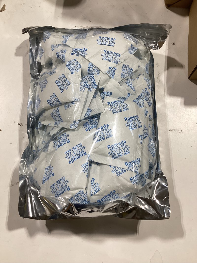 Condition photo showing Good Condition for romeda 60 pcs 20 gram silica gel packs, transparent desiccant, desiccant packets for storage, moisture packs for spices jewelry shoes boxes electronics storage 60pcs