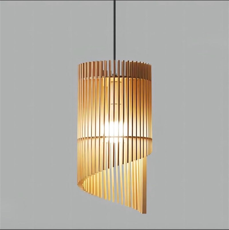 lightland 7.9 inch wabi-sabi style pendant light, wooden hanging lamp, vintage japanese style hanging light, pendant lamp for bedroom, dining room, bar (pack of 1)
