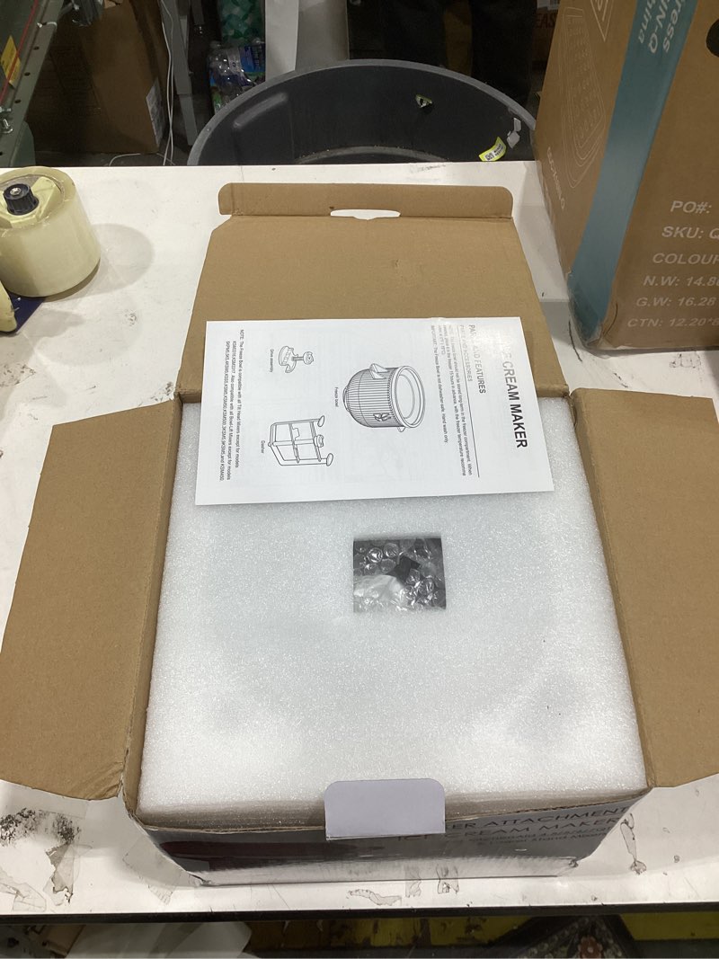 Condition photo showing New/Like New for ice cream maker attachment for kitchenaid, fits kitchenaid 4.5/5qt & 6qt mixers, frozen ice cream & sorbet gelato maker, 2 quart, white