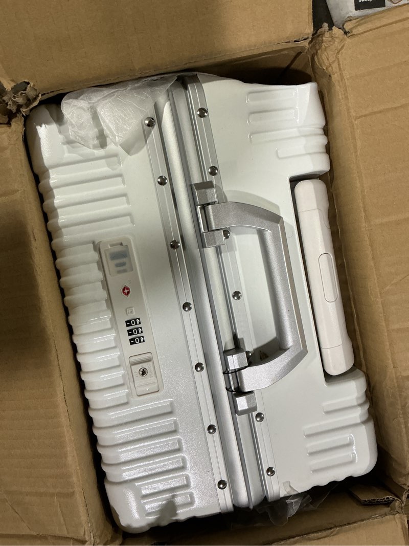 Condition photo showing Good Condition for feilario 20in Aluminium Frame Hardside Spinner Wheel Luggage, Built-In TSA lock Carry on Suitcase, with Cup Holder & USB Port & Phone Holder