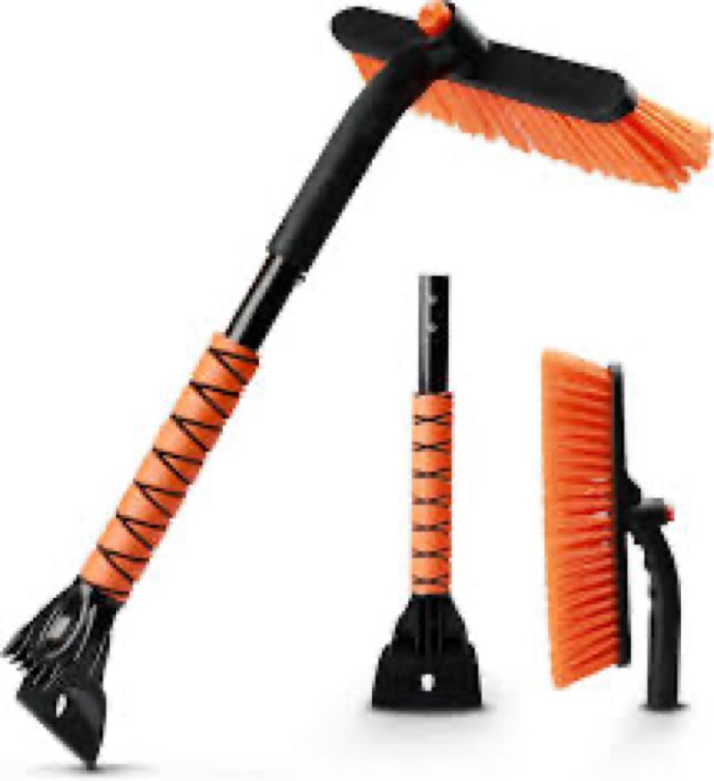 DIYSELF 27" Snow Brush with Two-Size Ice Scrapers for Car Windshield, 4 Pack Detachable Snow Removal