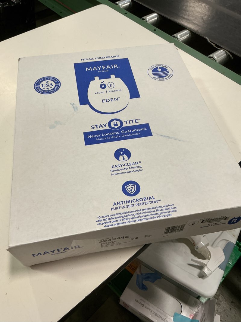 Condition photo showing Good Condition for Mayfair by Bemis Eden Cushioned vinyl White Round Padded Toilet Seat 