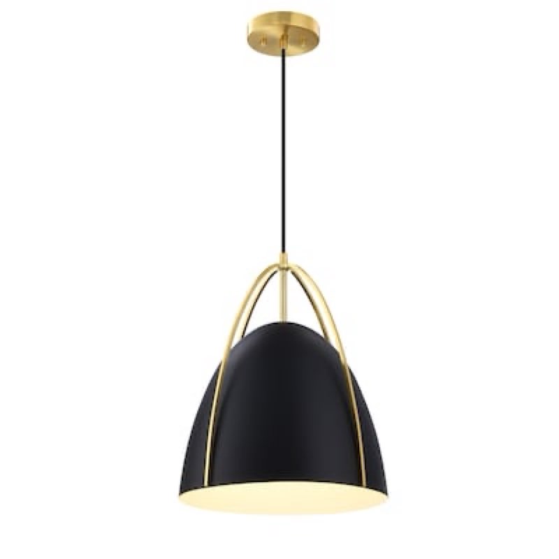 Origin 21 Gigi 1 -Light Matte black with brushed gold accent Modern/contemporary Bell Medium Hanging Pendant Light Item #6021323 | Model #TC01594