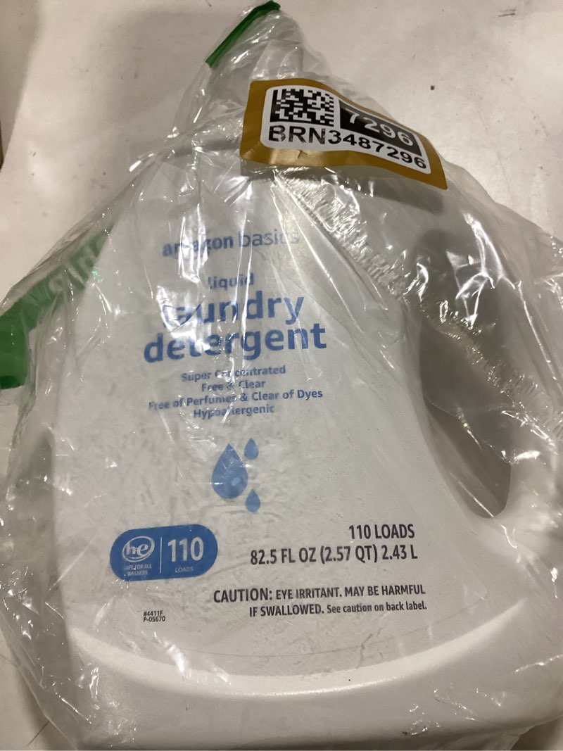 Condition photo showing Good Condition for Amazon Basics Concentrated Liquid Laundry Detergent, Free of Perfumes & Clear of Dyes, 110 loads, 82.5 Fl Oz (Previously Solimo) Free & Clear 82.5 Fl Oz (Pack of 1)