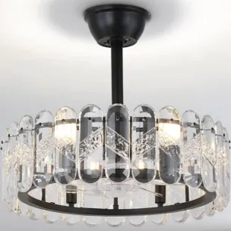 finktonglan 20 inch black caged ceiling fan with light, modern chandelier ceiling fan with lights re