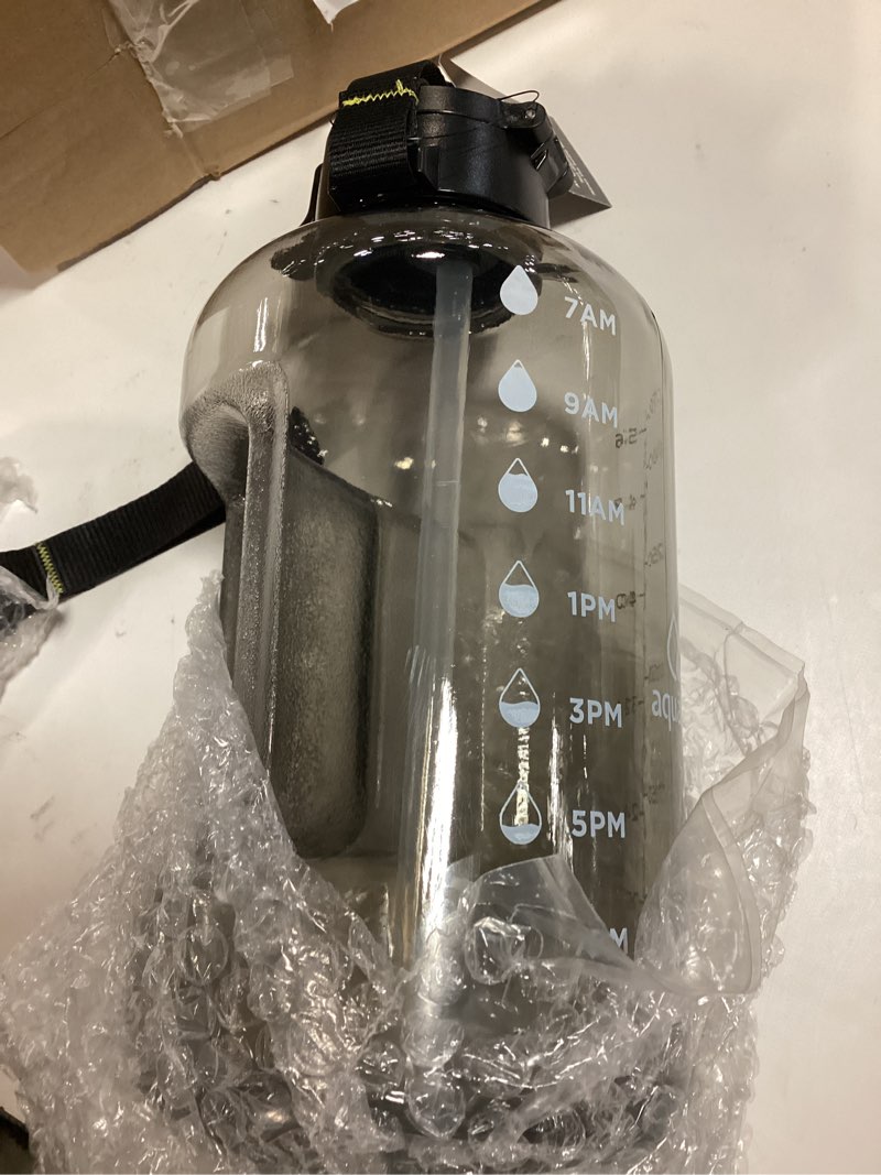 Condition photo showing Good Condition for AQUAFIT 64 oz Water Bottle with Time Marker - Straw & Chug Lid - BPA Free Half Gallon Gym Water Bottle with Handle - Big Gallon Jug (Gray, 64 Ounces) 64 Ounces Gray
