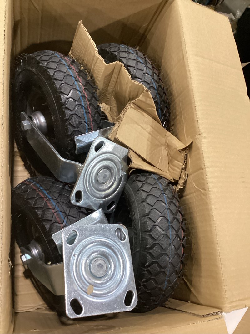 Condition photo showing New/Like New for 10 inch Casters Wheels, Heavy Duty Casters Set of 4 Load 1300lbs with Brake, Locking Swivel Plate Caster, Industrial Castor Wheels for Workbench, Cart, Trolley, Wagon and Shelves 10 inch (with Brake)