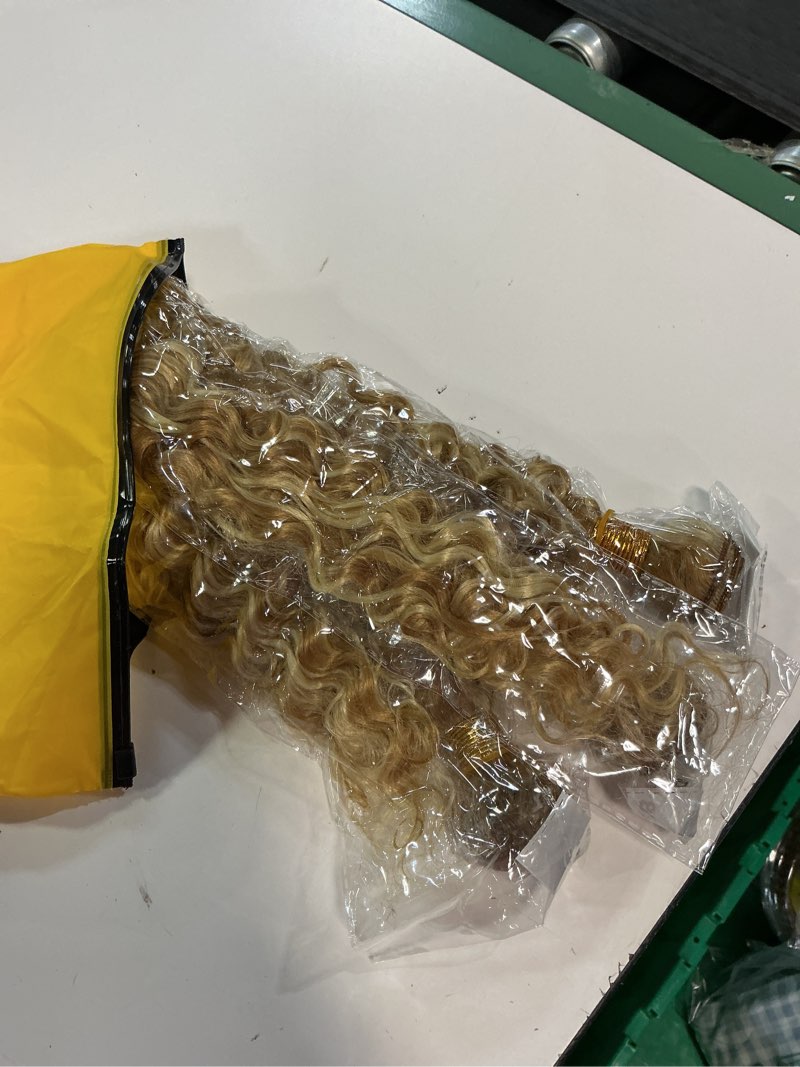 Condition photo showing Good Condition for p27/613 highlight blonde bundles human hair honey blonde deep wave bundles 28 30 32 inch unprocessed brazilian virgin hair 3 bundle 50 gram per bundle deals quick weave hair extensions