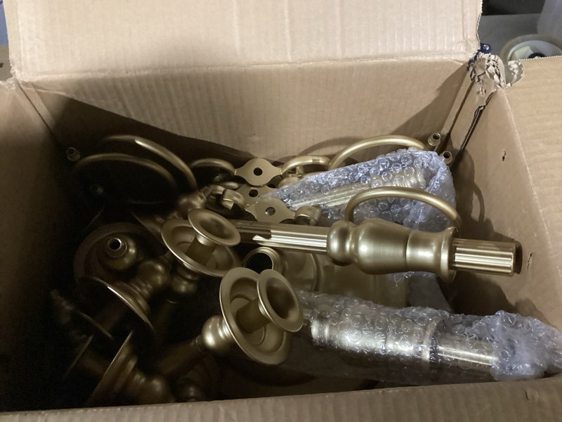 Condition photo showing Good Condition for Gold Candelabra for Wedding Event Decor, 50'' Tall Floor Candle Holders, 2 Pcs Metal 5 Arm Centerpiece Decorations for 5 Candlesticks Party Wedding Aisle Home Decor Gold 50in-2pcs