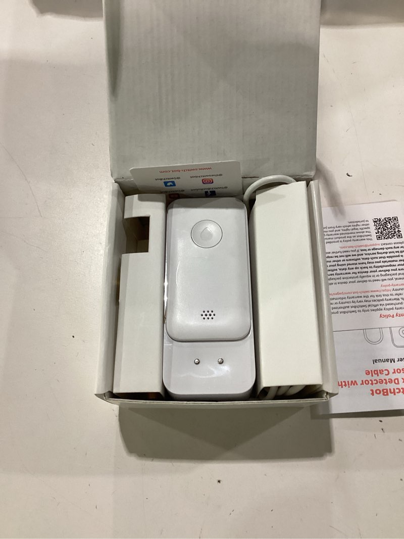 Condition photo showing As Is for switchbot wifi water leak detector, smart water sensor with 100db adjustable alarm&app alerts, ip67 waterproof, detector for home with cable, no hub required (support 2.4g) (white, pack, 1) white 1.0