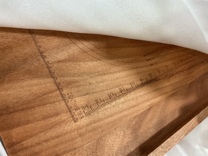 Condition photo showing Good Condition for vesici reversible pastry board with lip for rolling dough large wooden cutting chopping kneading board with engraved measurements for counter table top kitchen(walnut,24 x 22.8 x 1.5 inch) walnut wood 25.2"l x 24"w