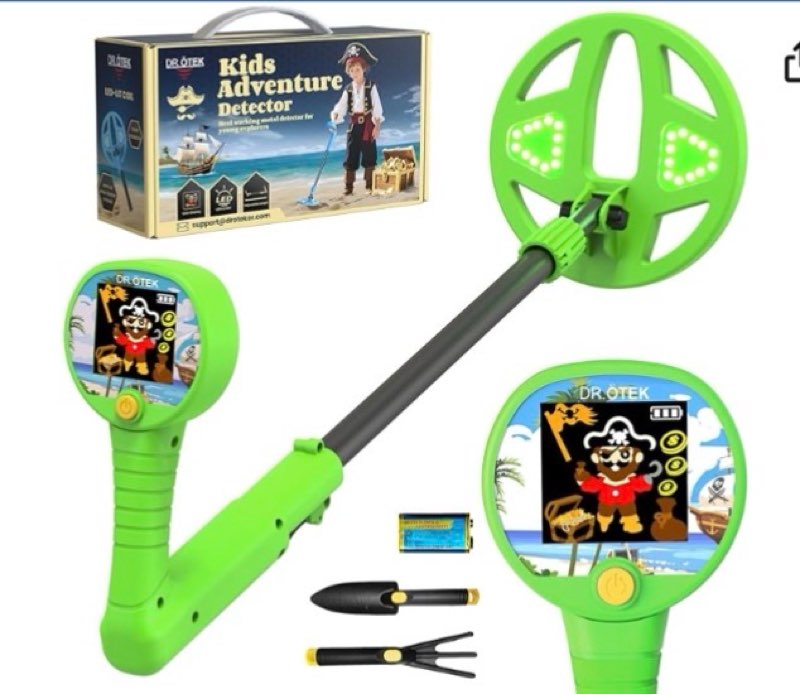 dr.ötek metal detector for kids - innovative 2.4” color lcd display, 6.7” led-lit coil, adjustable &