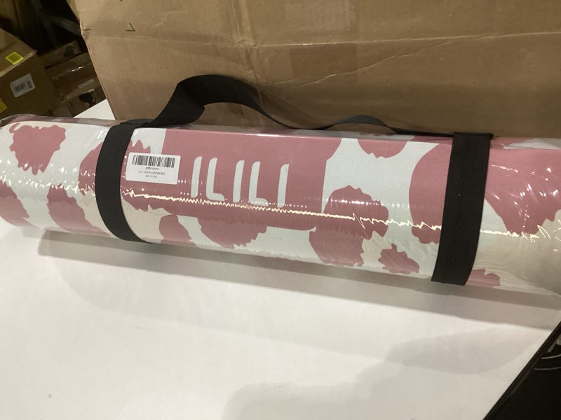 Condition photo showing New/Like New for ilili yoga mat leopard print yoga mat 8mm, suede & tpe thick exercise mat, workout mat for women men, 72''x25'' fitness mat with strap for home gym, yoga, pilates, stretching pink