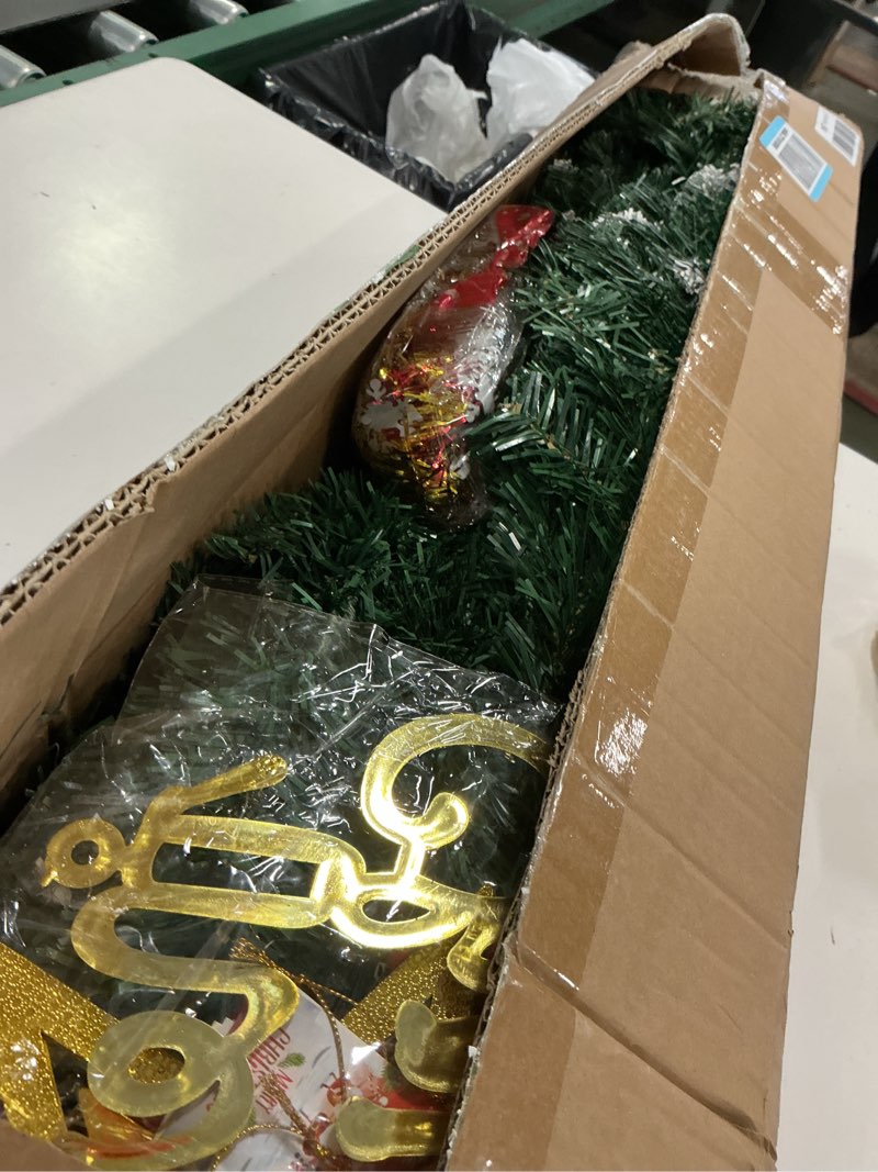 Condition photo showing Good Condition for Christmas Tree, 6FT Artificial Hinged Premium Xmas Trees with 1400 Tips, Easy Assembly, Includes 6 Different Decorations Luxury Green Tree 6ft With Decoration Set