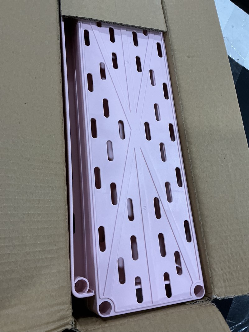 Condition photo showing Good Condition for SPACEKEEPER Slim Rolling Storage Cart, 3 Tier Bathroom Organizer Utility Cart Laundry Room Organization Mobile Shelving Unit for Kitchen, Bathroom, Office, Bedroom, Narrow Places, Pink