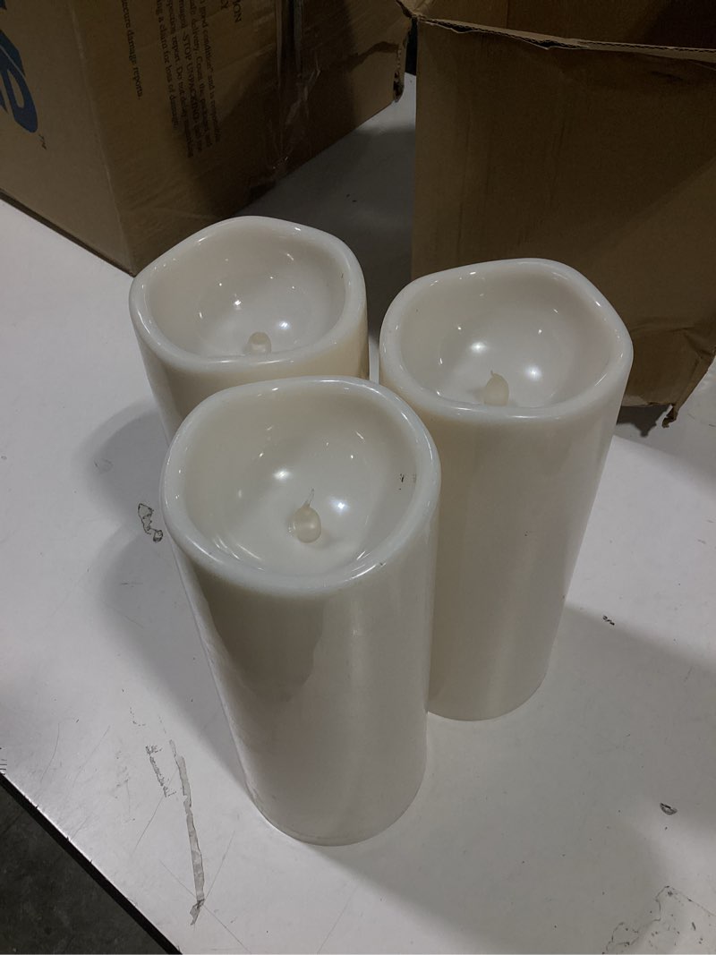 Condition photo showing Good Condition for homemory 10" x 4" large waterproof outdoor flameless candles with remote control and timer, battery operated flickering led pillar candles for outdoor larterns, porch, long lasting, set of 4 ivory white 4"x 10", 4 pack