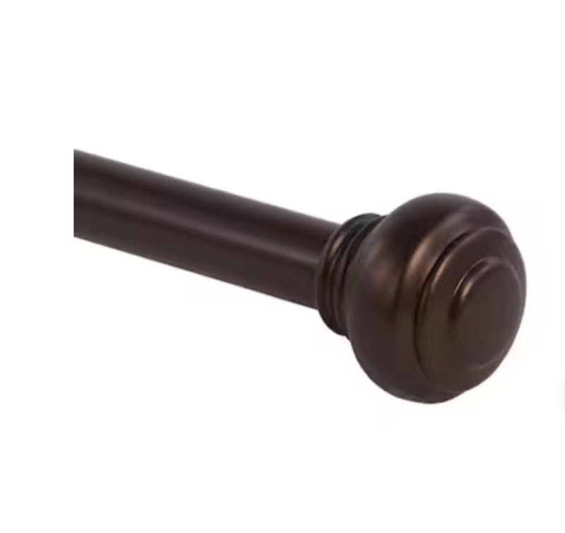 allen + roth 72-in to 144-in oil rubbed bronze steel single curtain rod with finials