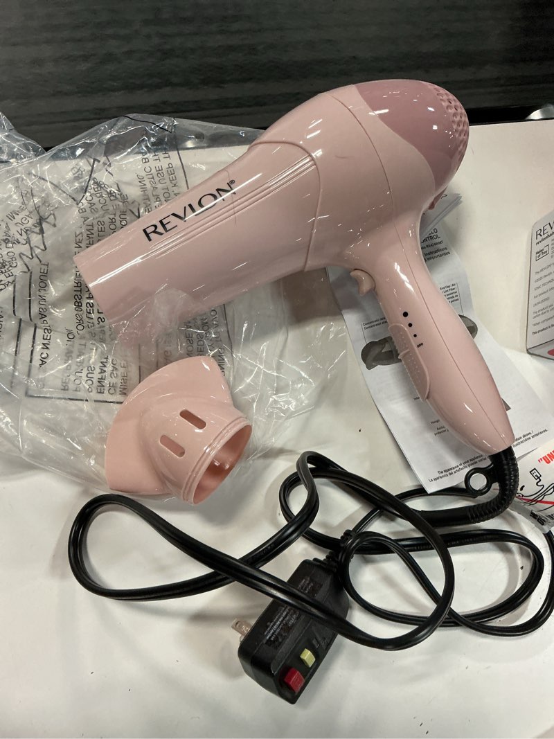 Condition photo showing As Is for revlon essentials frizz control ionic hair dryer, 1875 watts, light pink