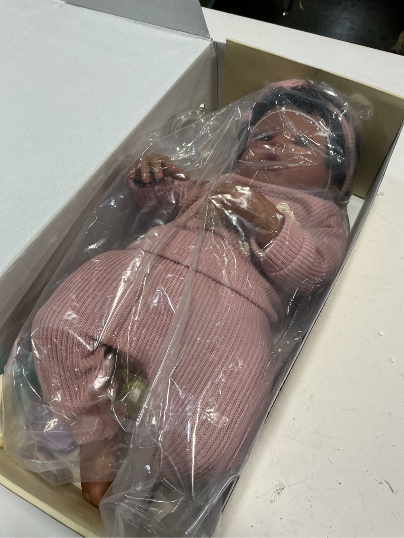 Condition photo showing Good Condition for BABESIDE Reborn Baby Dolls Black Girl, 20 Inch Realistic Black Girl Newborn Lifelike Real Life Baby Dolls Soft Vinyl and Cloth Body with Feeding Kit Gift Box for Kids Age 3+