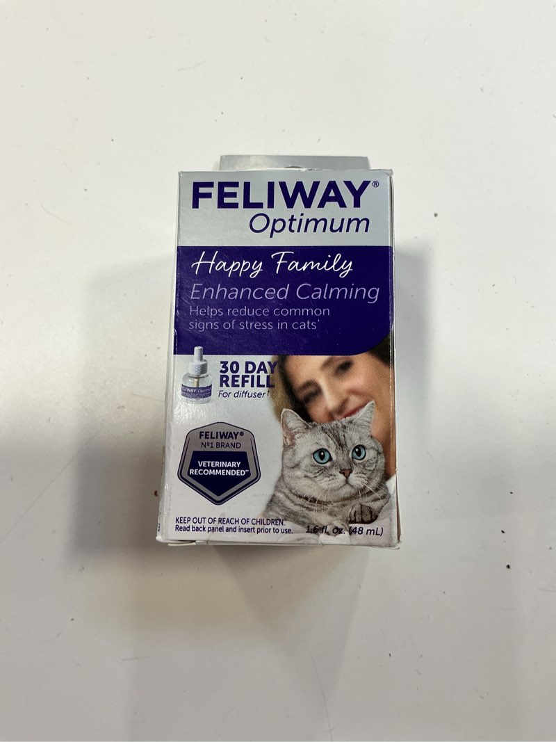 Condition photo showing New/Like New for FELIWAY® Optimum 30 Day Cat Calming Refill for Pheromone Diffuser, 48ml - Helps Reduce Common Signs of Stress in Cats & Kittens, Enhanced Calming 1 pack