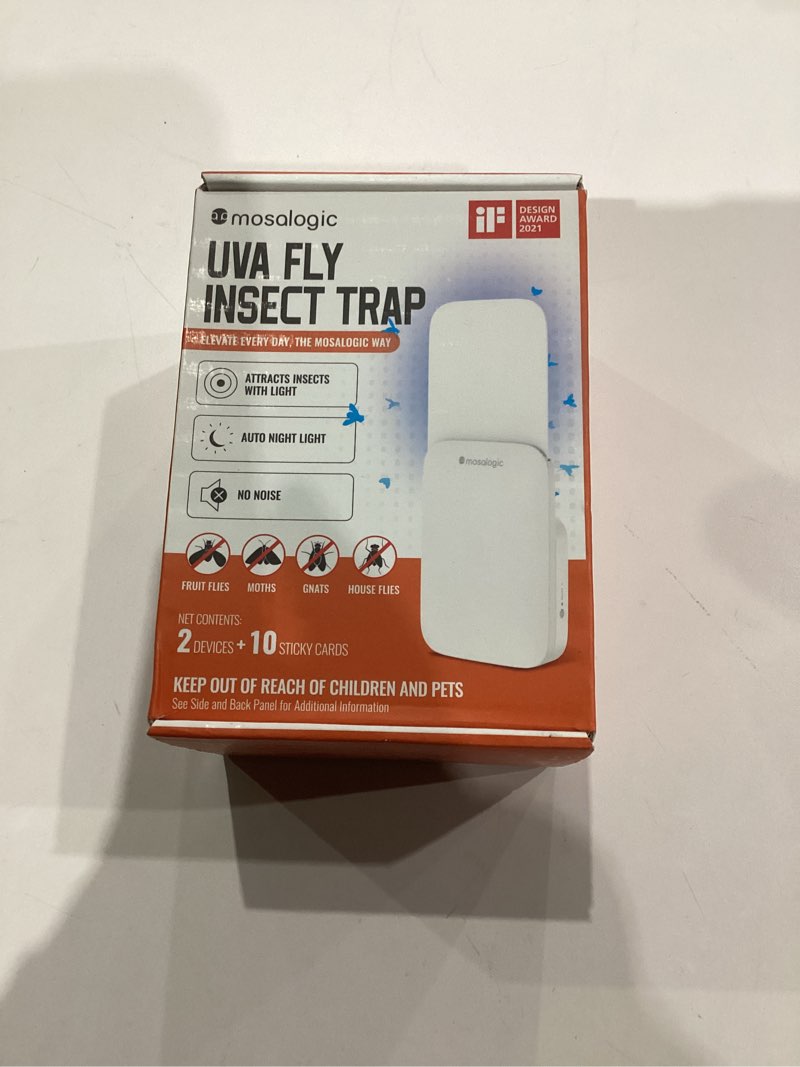 Condition photo showing New/Like New for Mosalogic Fly Insect Trap Plug-in Mosquito Killer Indoor Gnat Moth Catcher Fly Tapper with Night Light UV Attractant Catcher for Home Office White-2pack 2Pack White