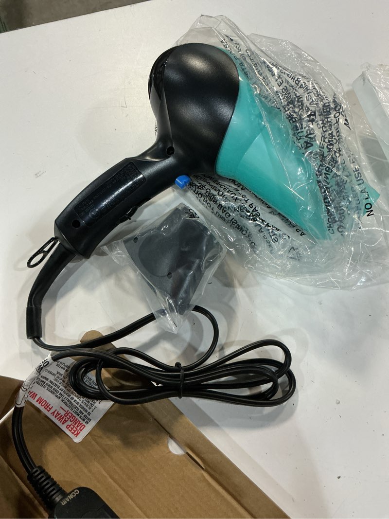 Condition photo showing As Is for conair dryer 1875 watt turbo tourmaline ceramic ionic technology mint green
