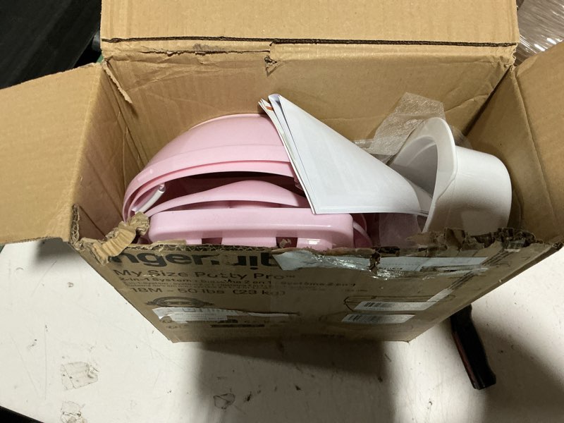 Condition photo showing New/Like New for ingenuity my size potty pro in pink, infant potty training toilet, lifelike flushing sound, for ages 18 months, up to 50 pounds