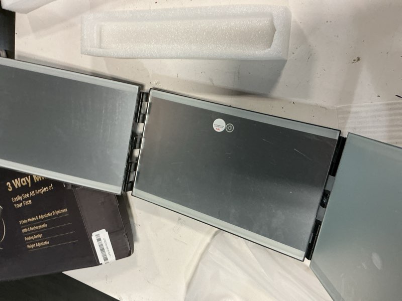 Condition photo showing Good Condition for Vanexiss Rechargeable 3 Way Mirror for Self Hair Cutting-to See Back of Head, Trifold Mirror with 8 Light Strips & Telescoping Hooks for Makeup, Shaving & Styling