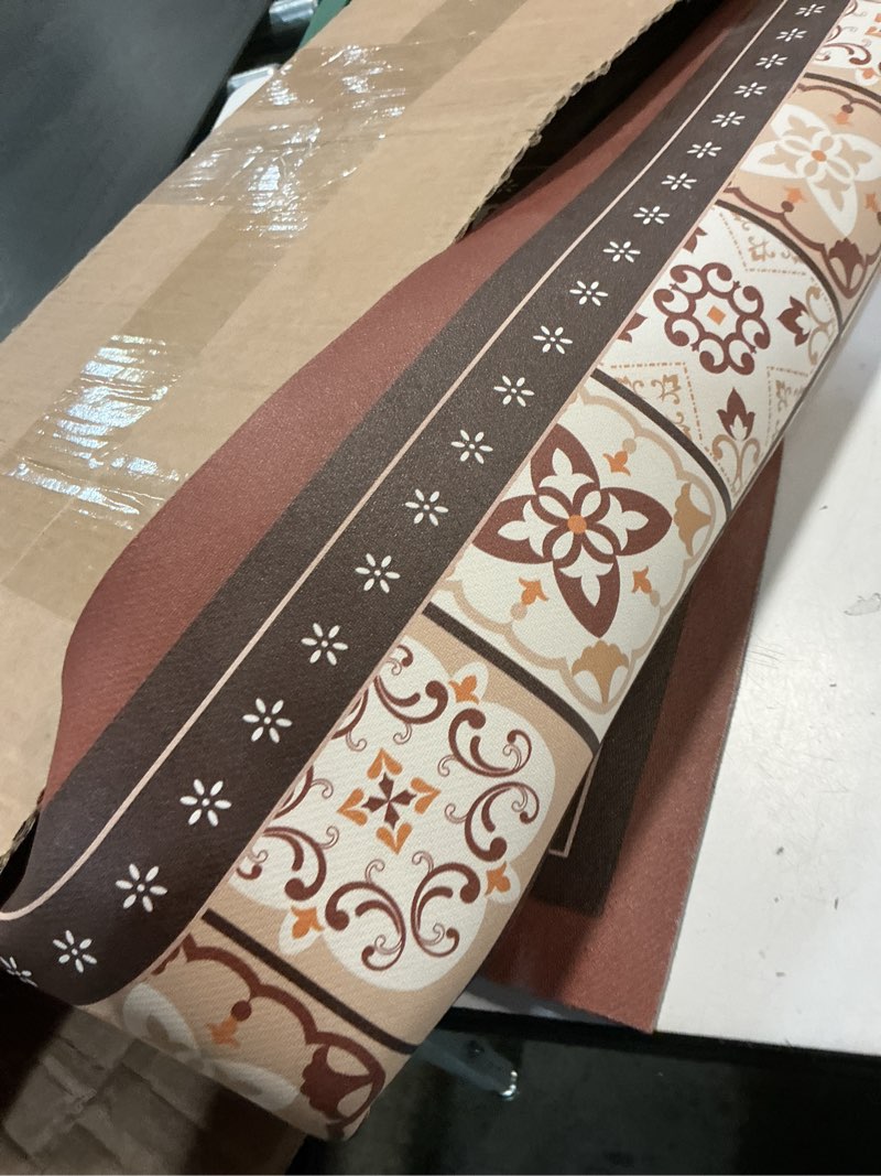 Condition photo showing New/Like New for l-shaped kitchen rug - non-slip absorbent floor mat, washable anti-fatigue corner carpet for sink area, oil & water proof kitchen mat (brown morocco left l, 39''x47''x18'') 3'3" x 3'11" (l-shape) brown morocco left l