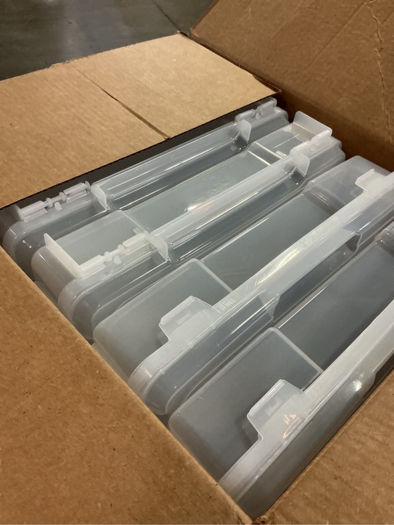 Condition photo showing Good Condition for iris usa fits 12" x 12" paper, 6-pack thick portable plastic scrapbook paper storage cases organizers with built-in handle for art craft supplies yarn file documents toys, rounded corner - clear clear 6-pack