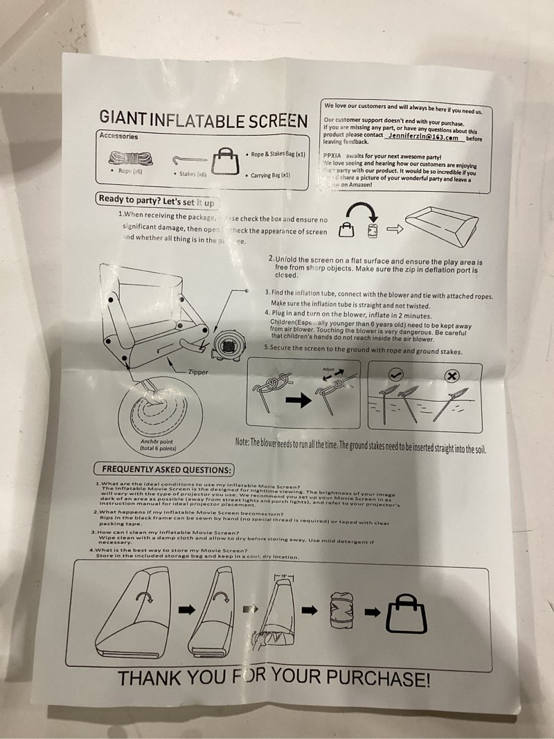 Condition photo showing New/Like New for **unknown size**inflatable movie screen outdoor projector screen with air blower storage bag - front/rear projection, easy set up blow up screen for backyard movie night, theme parties, celebration