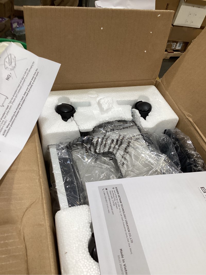 Condition photo showing As Is for BONSEN 14-Sheet Paper Shredder for Home Office, Heavy Duty Cross Cut Shredder with 5.3 Gal Pullout Bin, Quiet Shredder for CDs/Credit Card/Staple, P-4 Security, Anti-Jam System 14-Sheet Cross Cut