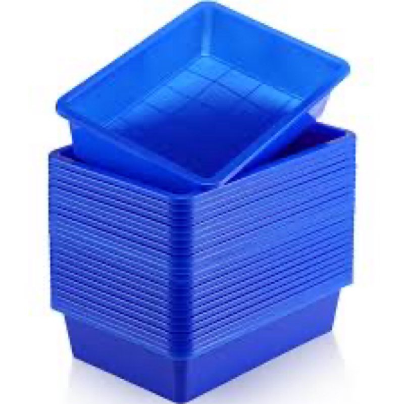 Sintuff 24 Pcs Plastic Paper Trays for Classroom, Stackable Letter Size Flat Organizer Bins for Teacher Desk, Turn in Classroom Trays File Storage Baskets for School Office Supplies(Blue)