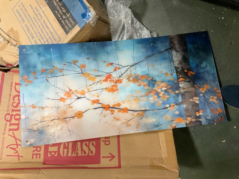 Orange Teal Maple Tree Glowing Embers I| - Tree Maple Acrylic Wa 16 x 32