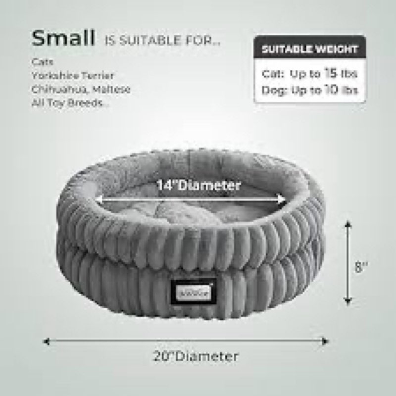 balance cat bed kitten bed, washable round cat beds for indoor cats, super soft plush faux fur pet bed for puppy and kitten with anti-slip bottom