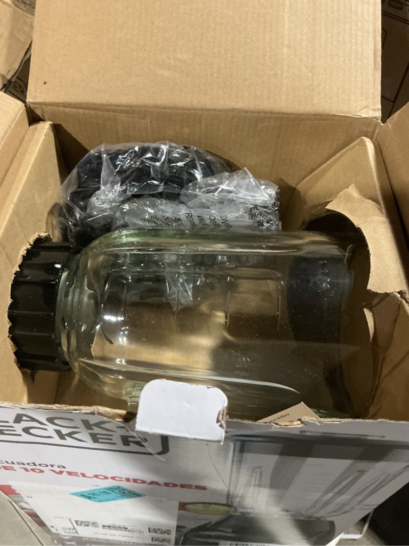 Condition photo showing As Is for black+decker countertop blender with 6-cup glass jar, 10-speed settings, black, bl2010bg